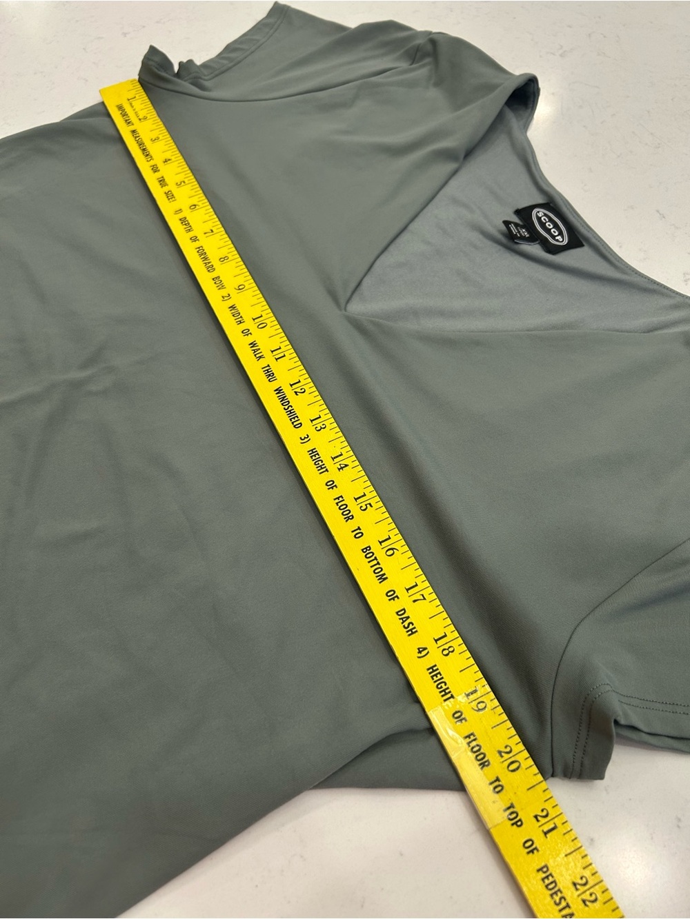Scoop V-Neck Short Sleeve Blouse in Olive - Picture 6 of 7